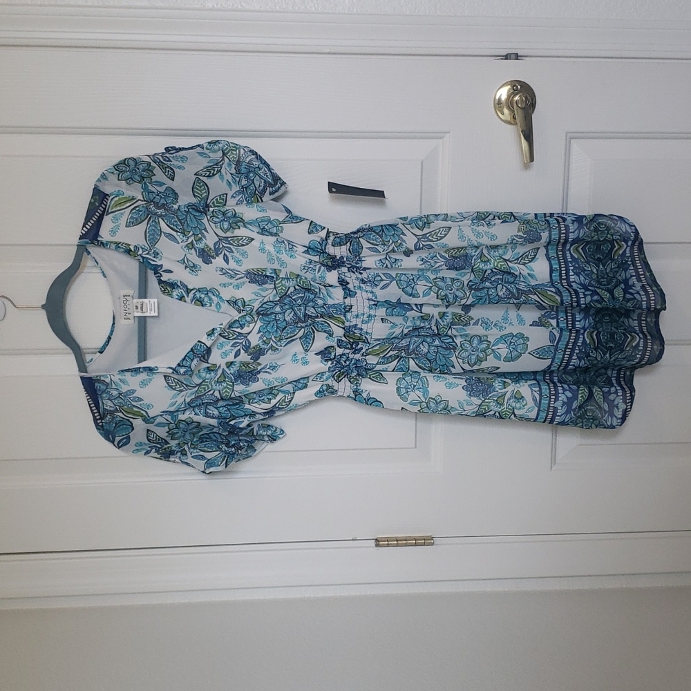 Enfocus white & green short sleeve floral dress